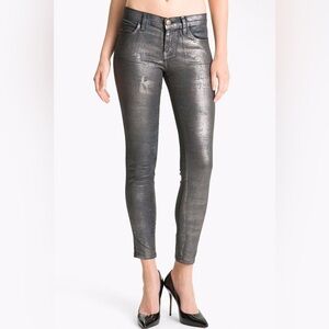 Current Elliott The SKINNY Ankle Stretch-jeans Metallic Gunmetal Fello Sz 30